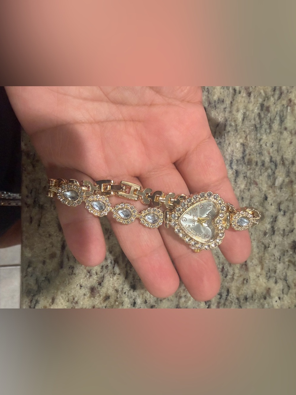 Gold Crystal Heart Bracelet Watch - Women Accessories
